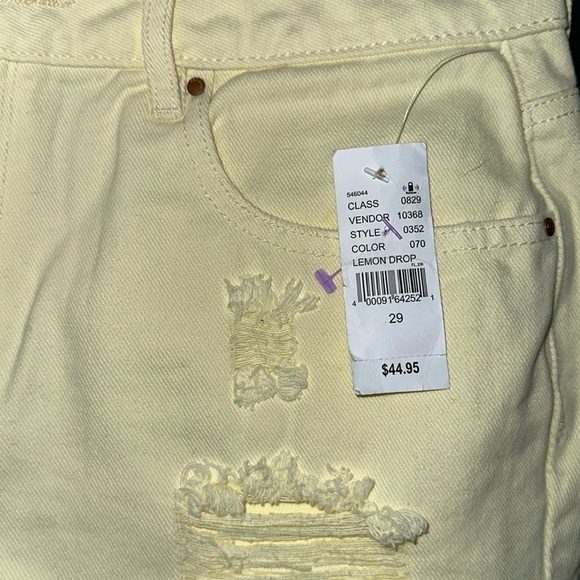 PAC SUN Lemon Drop Yellow High Rise Distressed/Frayed edge Mini Denim Sh… - Picture 5 of 8